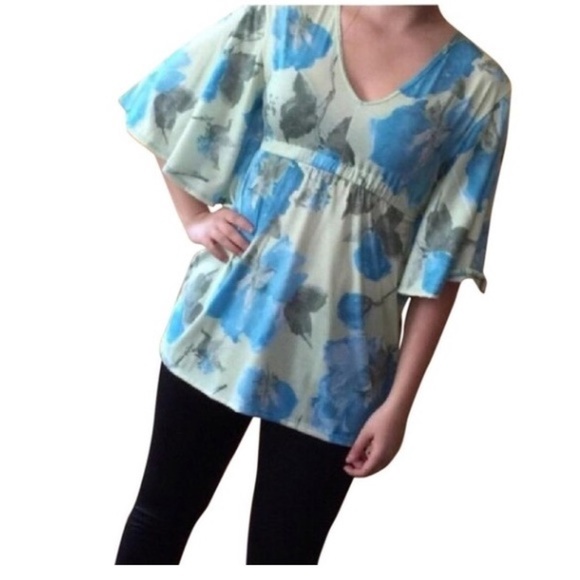 LAST ONE Classic Woman Blue/Green Floral Tunic NWT - Picture 1 of 6